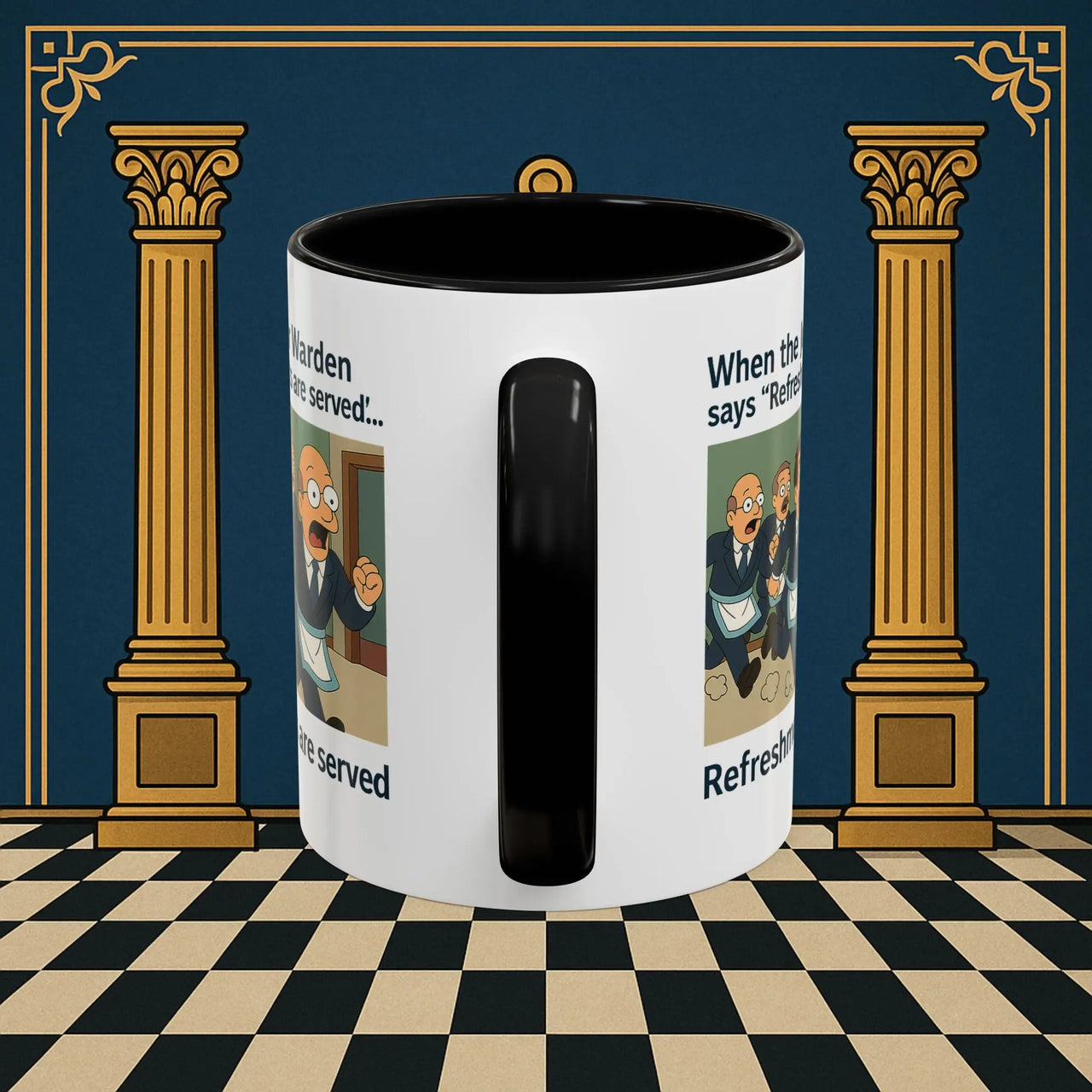 Masonic Mugs Ready to Go – Refreshments Are Served (Accent Coloured 11oz Mug) Printify