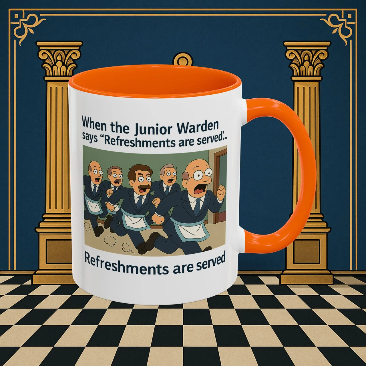 Masonic Mugs Ready to Go – Refreshments Are Served (Accent Coloured 11oz Mug) Printify