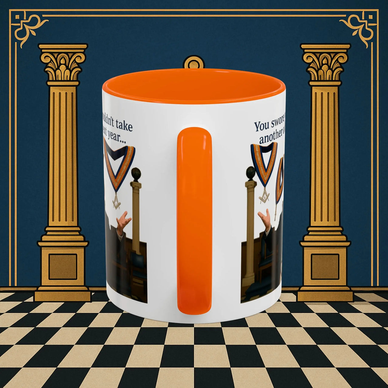 Masonic Mugs Ready to Go – Another Office? Go On Then… (Accent Coloured 11oz Mug) Printify
