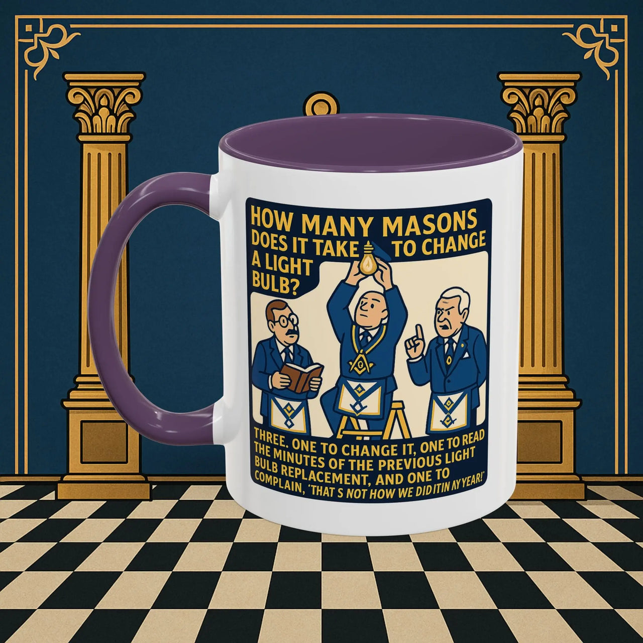 Masonic Mugs Ready to Go – How Many Masons? (Accent Coloured 11oz Mug) Printify