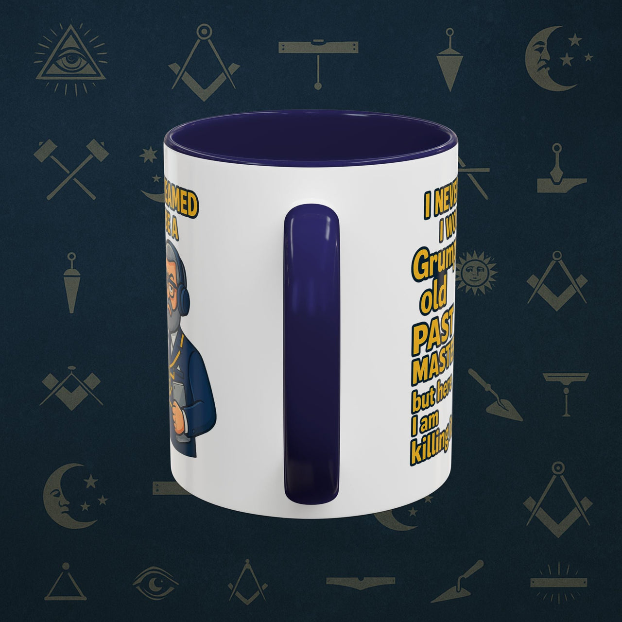 Masonic Mugs – Grumpy Old Past Master (Accent Coloured 11oz Mug) Printify