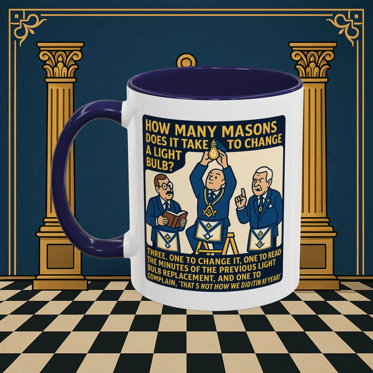 Masonic Mugs Ready to Go – How Many Masons? (Accent Coloured 11oz Mug) Printify
