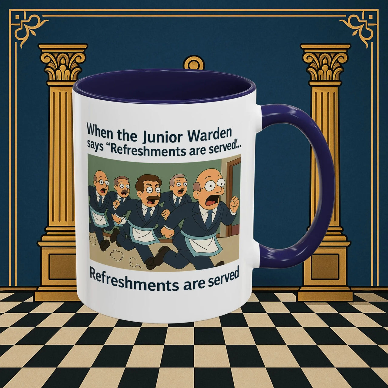 Masonic Mugs Ready to Go – Refreshments Are Served (Accent Coloured 11oz Mug) Printify