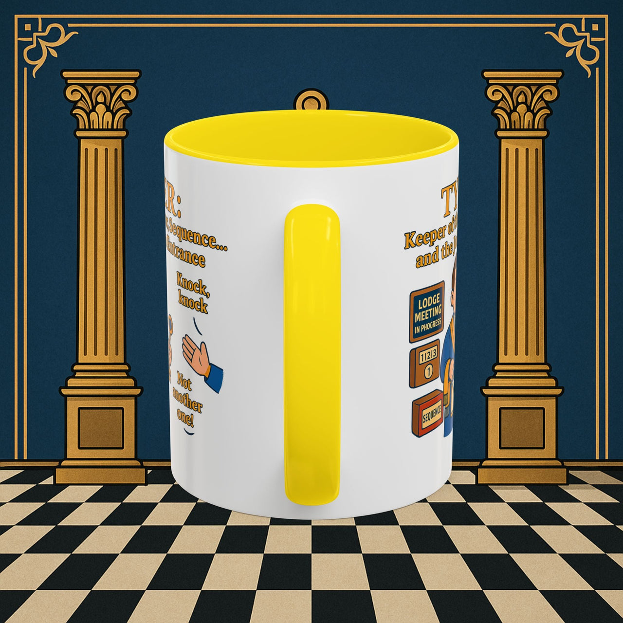 Masonic Mugs - Tyler's Doorway Dilemma - Tyler Printify
