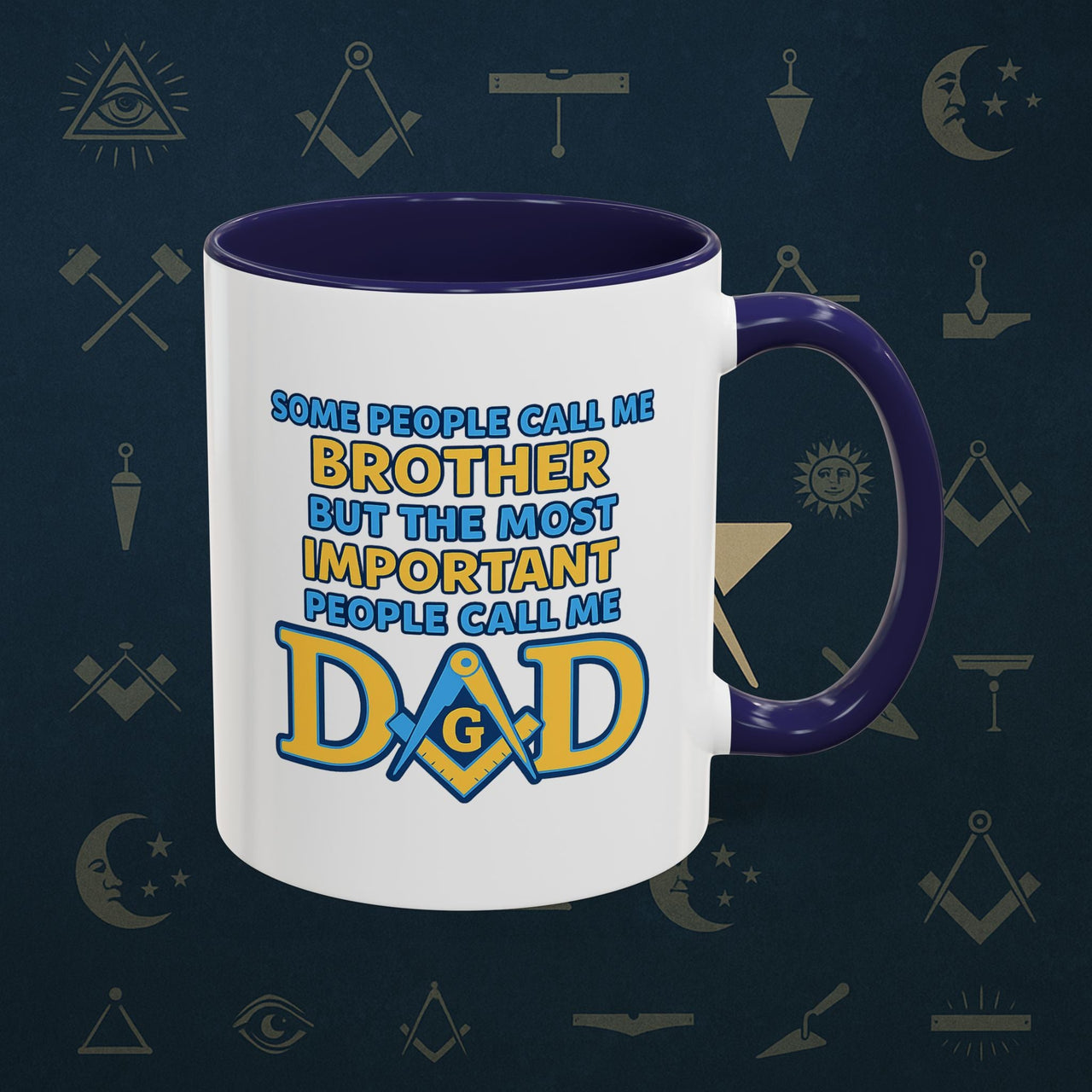 Masonic Mugs Ready to Go – Brother and Dad (Accent Coloured 11oz Mug) Printify