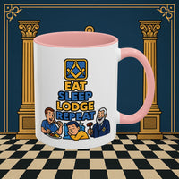 Masonic Mugs Ready to Go – Eat Sleep Lodge Repeat (Accent Coloured 11oz Mug) Printify