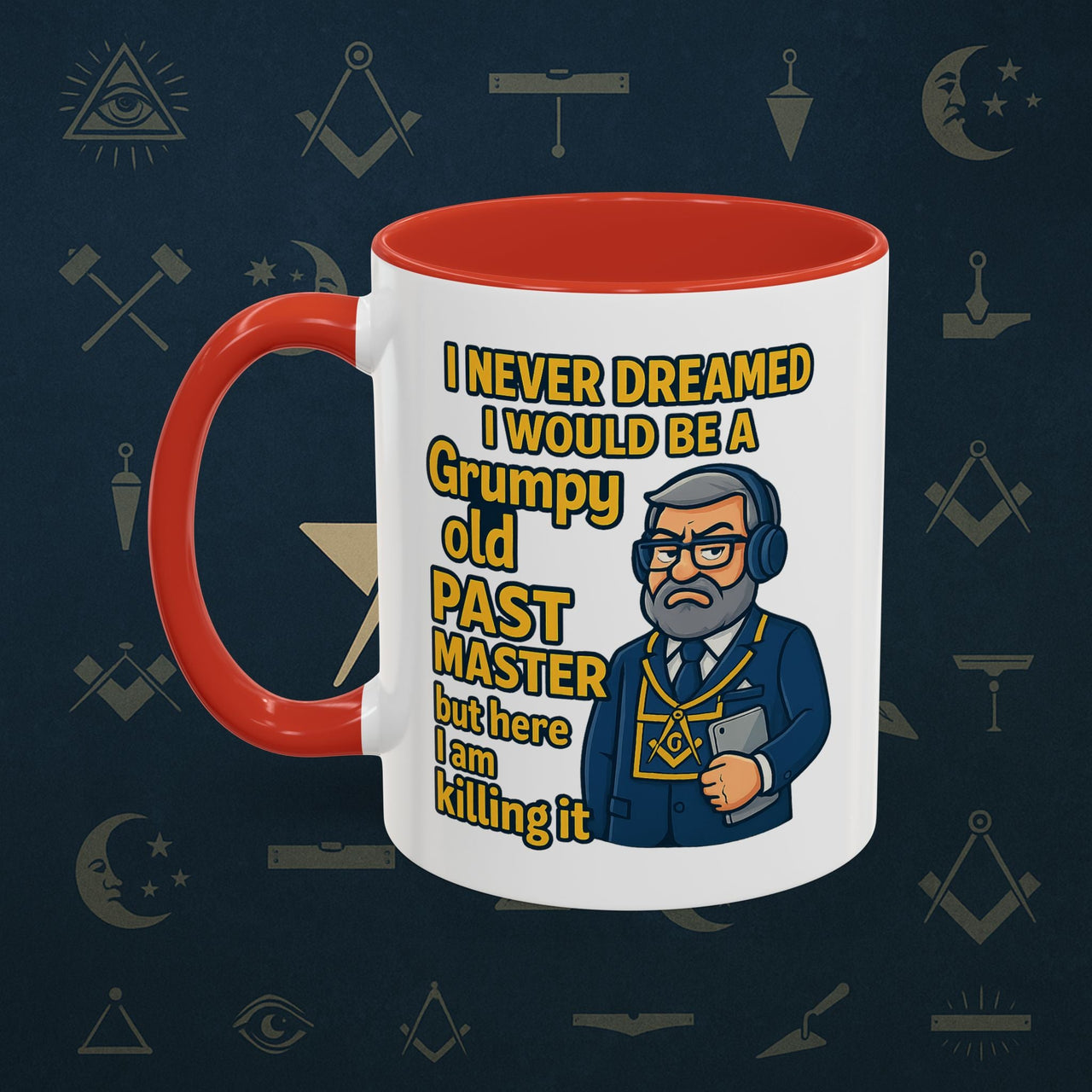 Masonic Mugs – Grumpy Old Past Master (Accent Coloured 11oz Mug) Printify