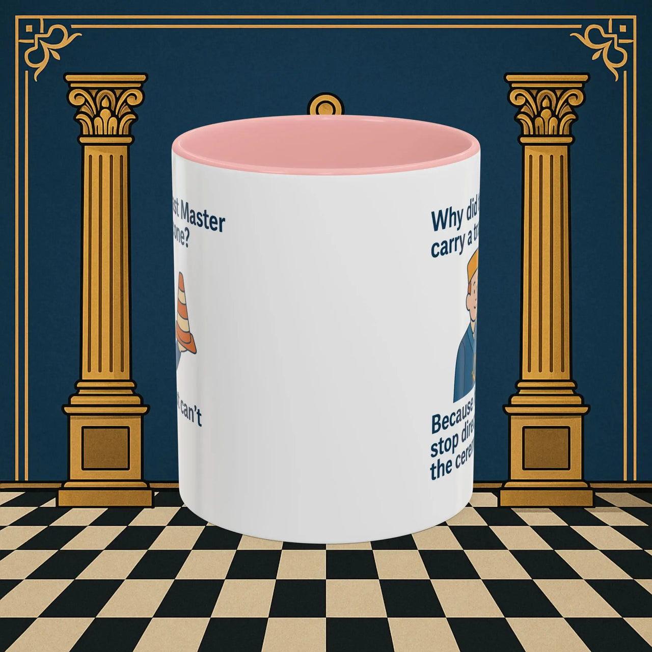 Masonic Mugs Ready to Go – Past Master with a Traffic Cone (Accent Coloured 11oz Mug) Printify