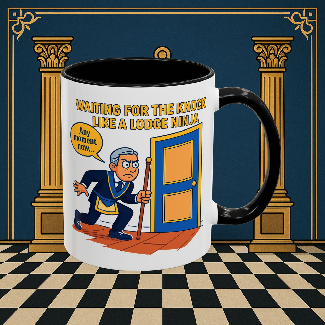 Masonic Mugs - Masonic Anticipation: Lodge Ninja in Waiting, Junior Deacon Printify