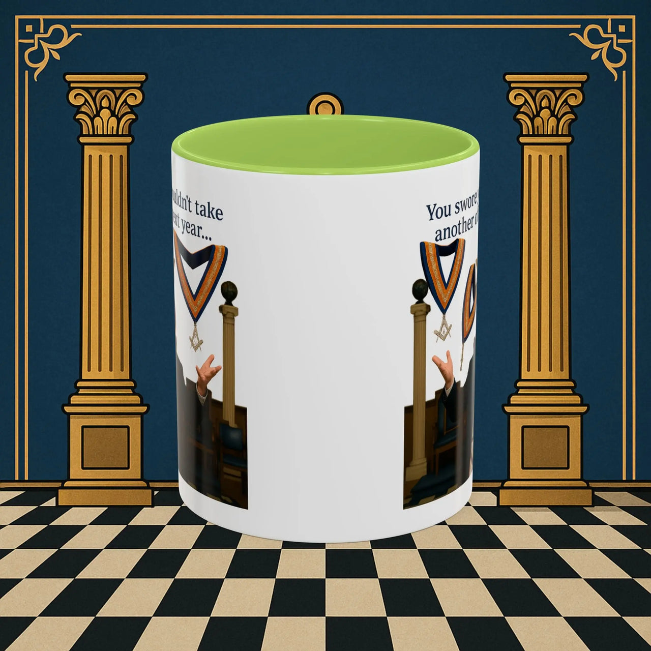 Masonic Mugs Ready to Go – Another Office? Go On Then… (Accent Coloured 11oz Mug) Printify