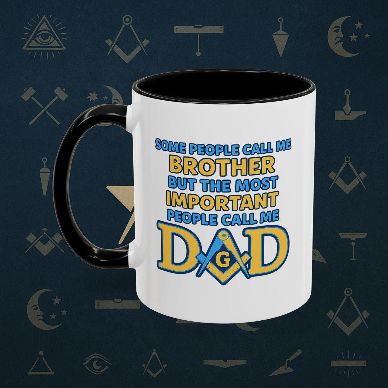 Masonic Mugs Ready to Go – Brother and Dad (Accent Coloured 11oz Mug) Printify