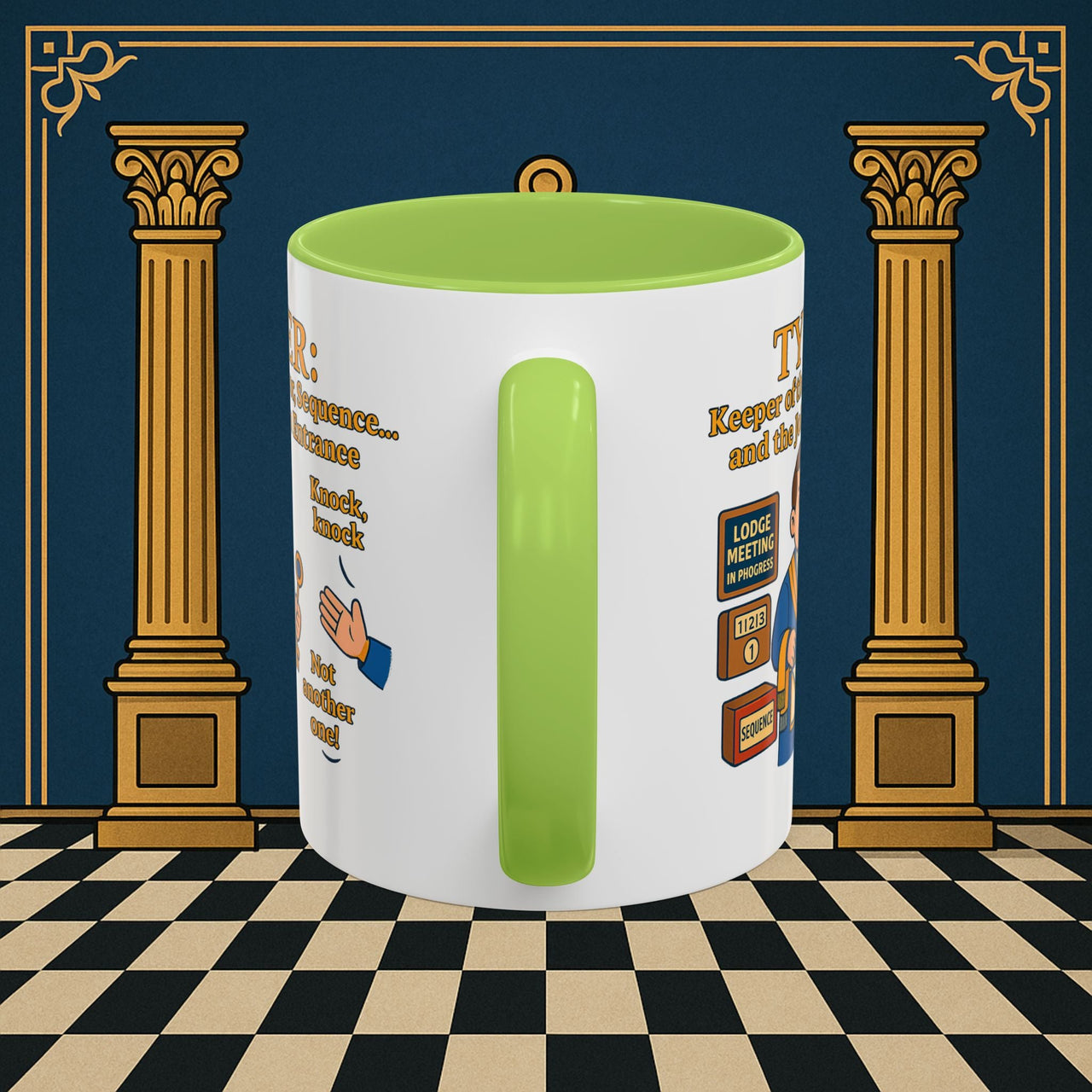 Masonic Mugs - Tyler's Doorway Dilemma - Tyler Printify