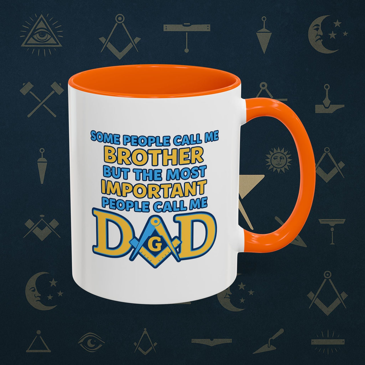 Masonic Mugs Ready to Go – Brother and Dad (Accent Coloured 11oz Mug) Printify