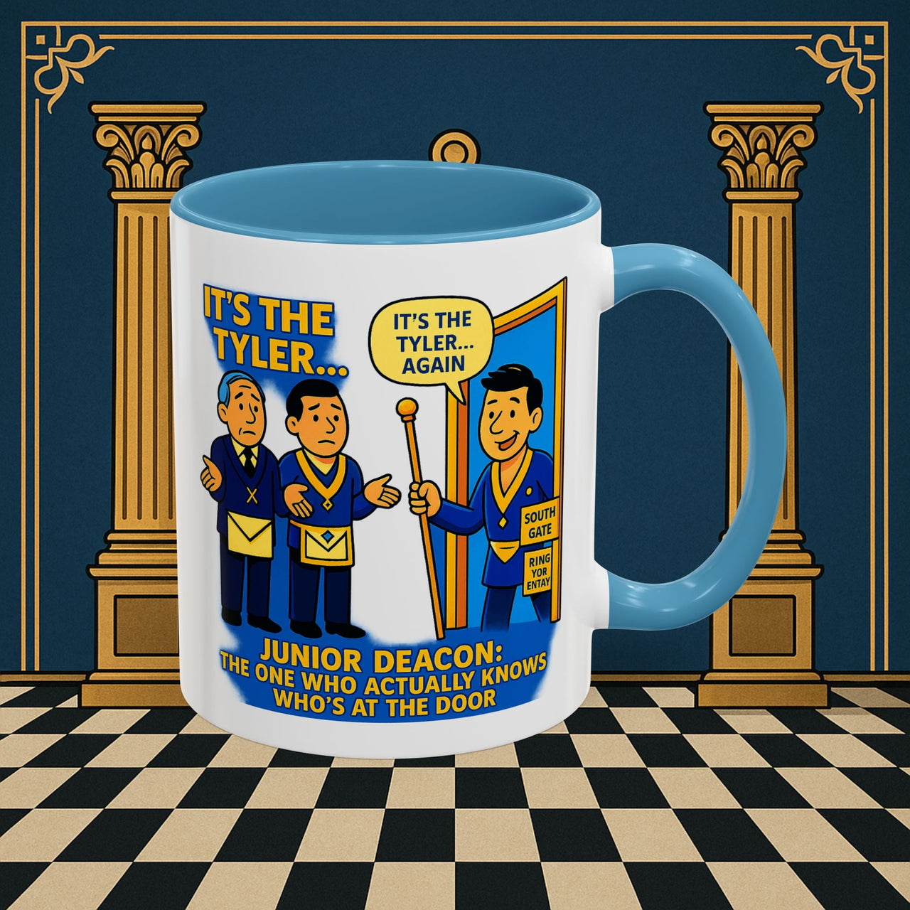 Masonic Mugs - Masonic Mysteries Unveiled: Lodge Leadership Comedy, Junior Deacon Printify