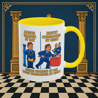 Masonic Mugs - Day/Night Professional: Dual Persona Comic Illustration, Junior Warden Printify