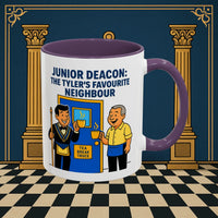 Masonic Mugs - Junior Deacon: Tea Break Truce, Masonic Brotherhood Cartoon, Junior Deacon Printify