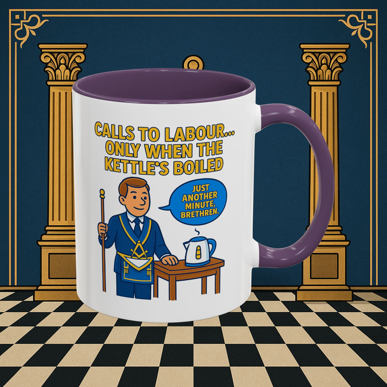 Masonic Mugs - Masonic Tea Break: Fraternal Humor in Comic Book Style, Junior Warden Printify