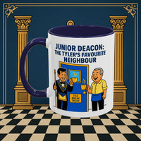 Masonic Mugs - Junior Deacon: Tea Break Truce, Masonic Brotherhood Cartoon, Junior Deacon Printify
