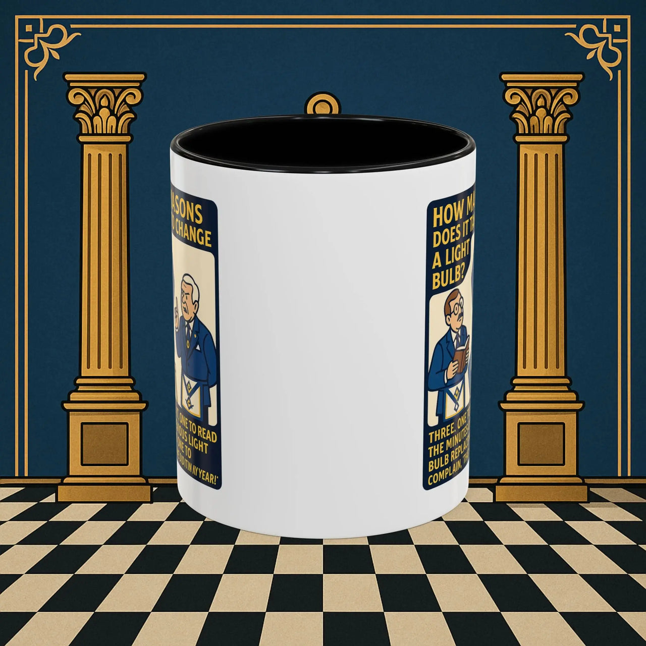Masonic Mugs Ready to Go – How Many Masons? (Accent Coloured 11oz Mug) Printify