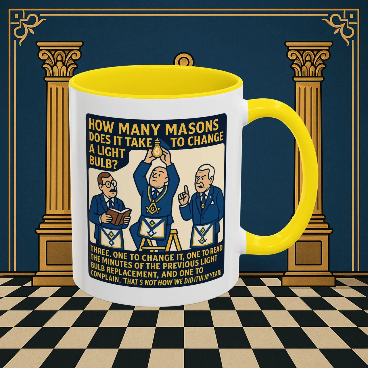 Masonic Mugs Ready to Go – How Many Masons? (Accent Coloured 11oz Mug) Printify