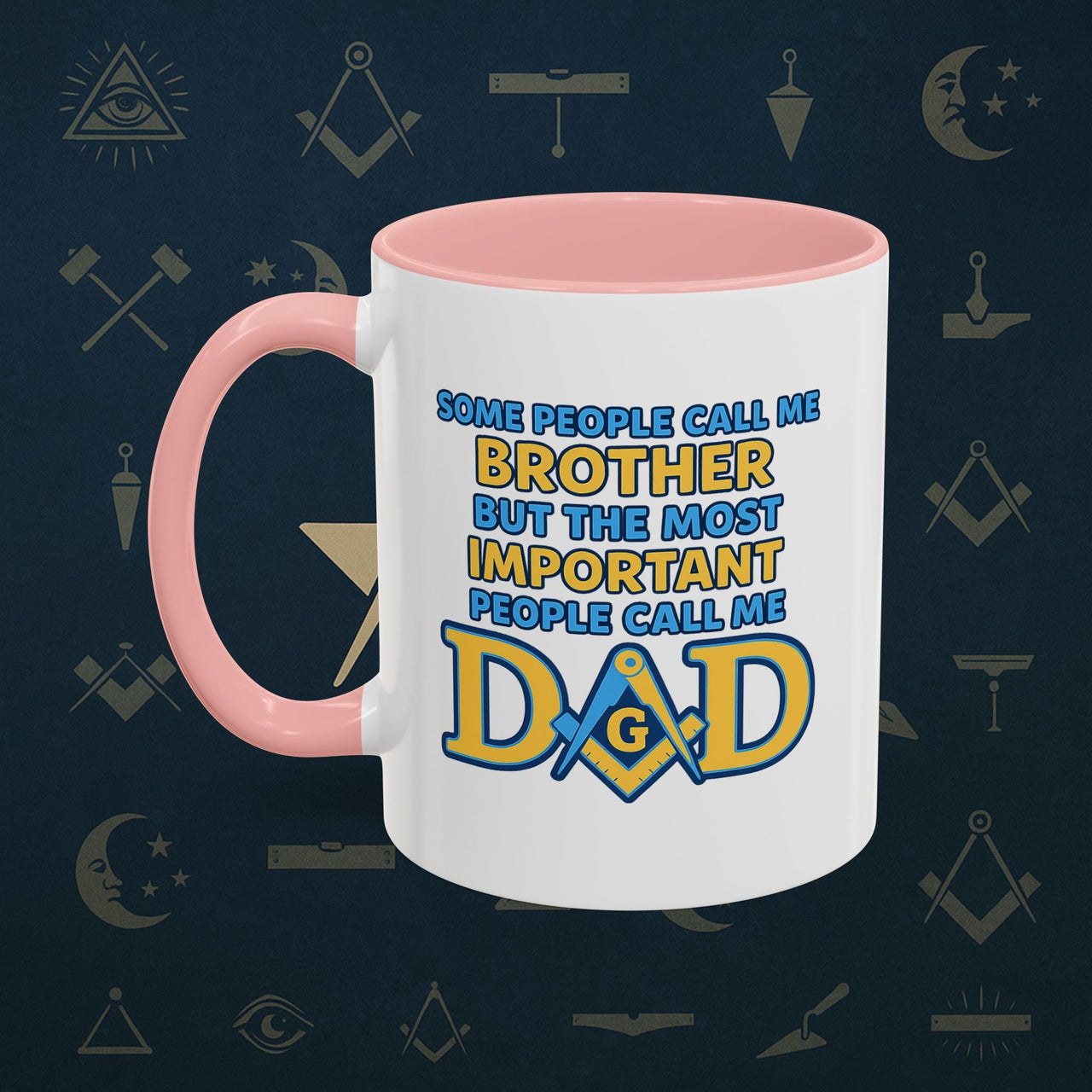 Masonic Mugs Ready to Go – Brother and Dad (Accent Coloured 11oz Mug) Printify