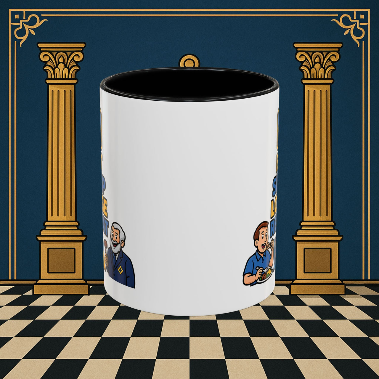 Masonic Mugs Ready to Go – Eat Sleep Lodge Repeat (Accent Coloured 11oz Mug) Printify