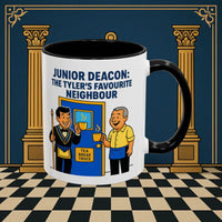 Masonic Mugs - Junior Deacon: Tea Break Truce, Masonic Brotherhood Cartoon, Junior Deacon Printify