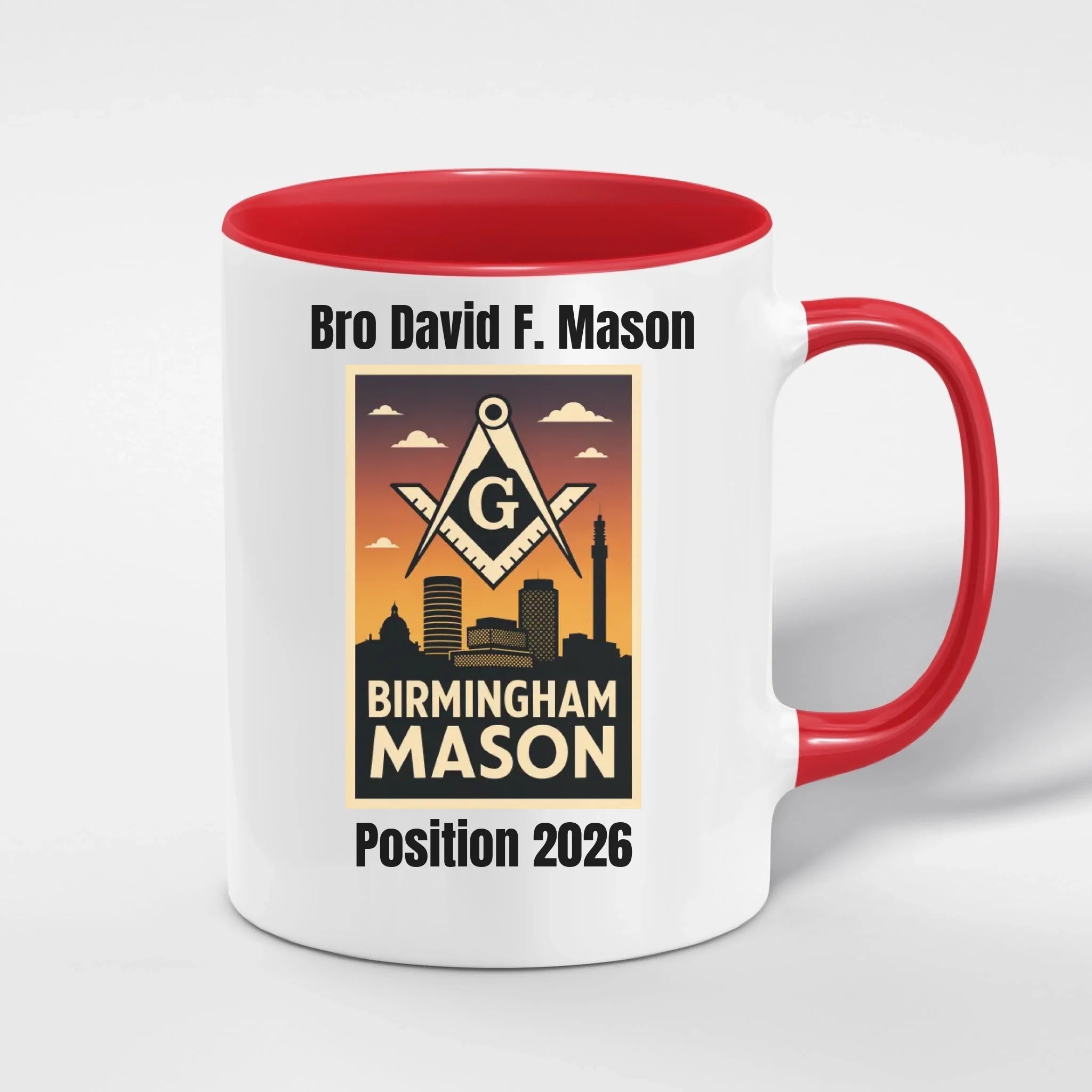 Personalised 11oz Accent Colour Craft Lodge Towns and Cities Freemason Mug – Rank, Lodge Masonic Gift Store