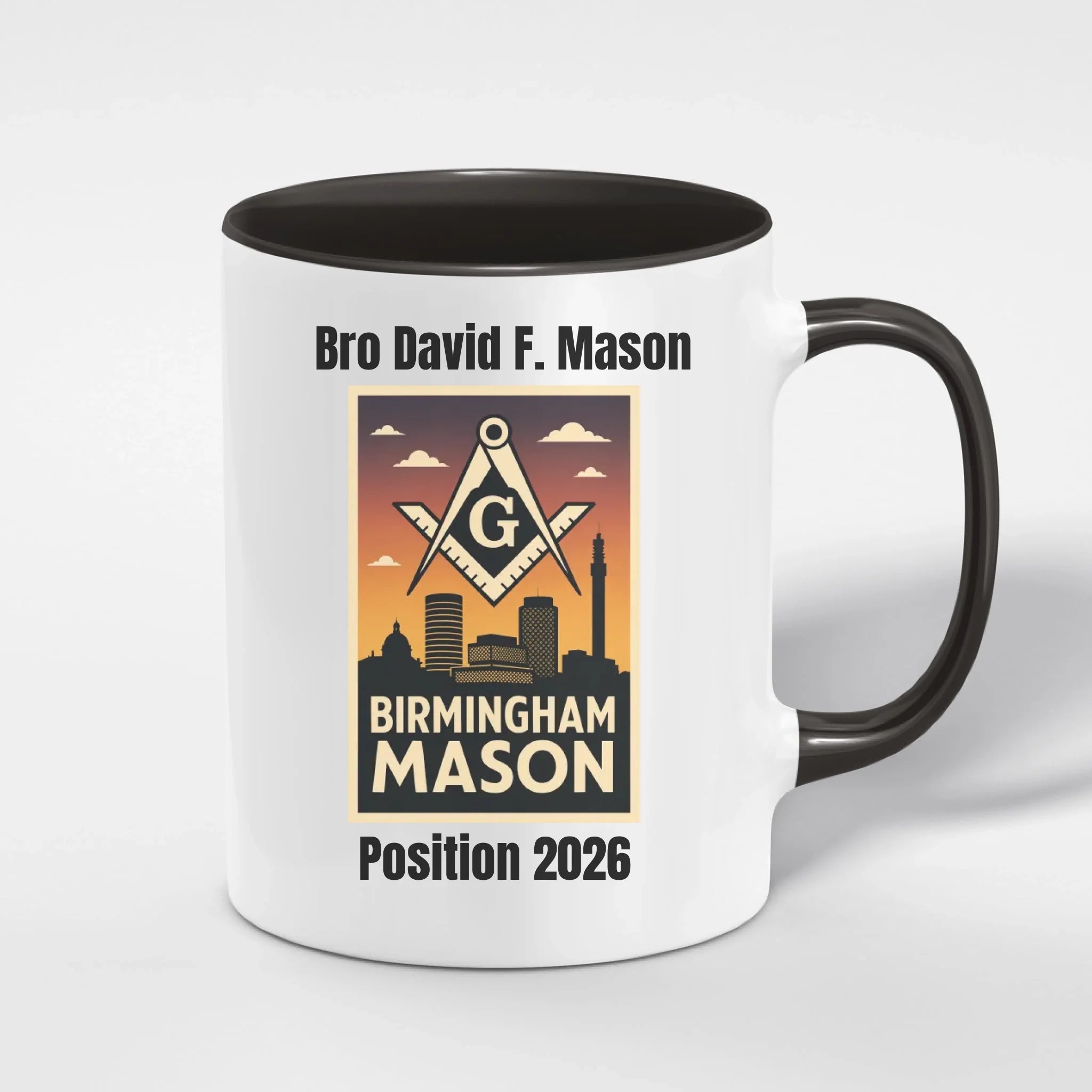 Personalised 11oz Accent Colour Craft Lodge Towns and Cities Freemason Mug – Rank, Lodge Masonic Gift Store