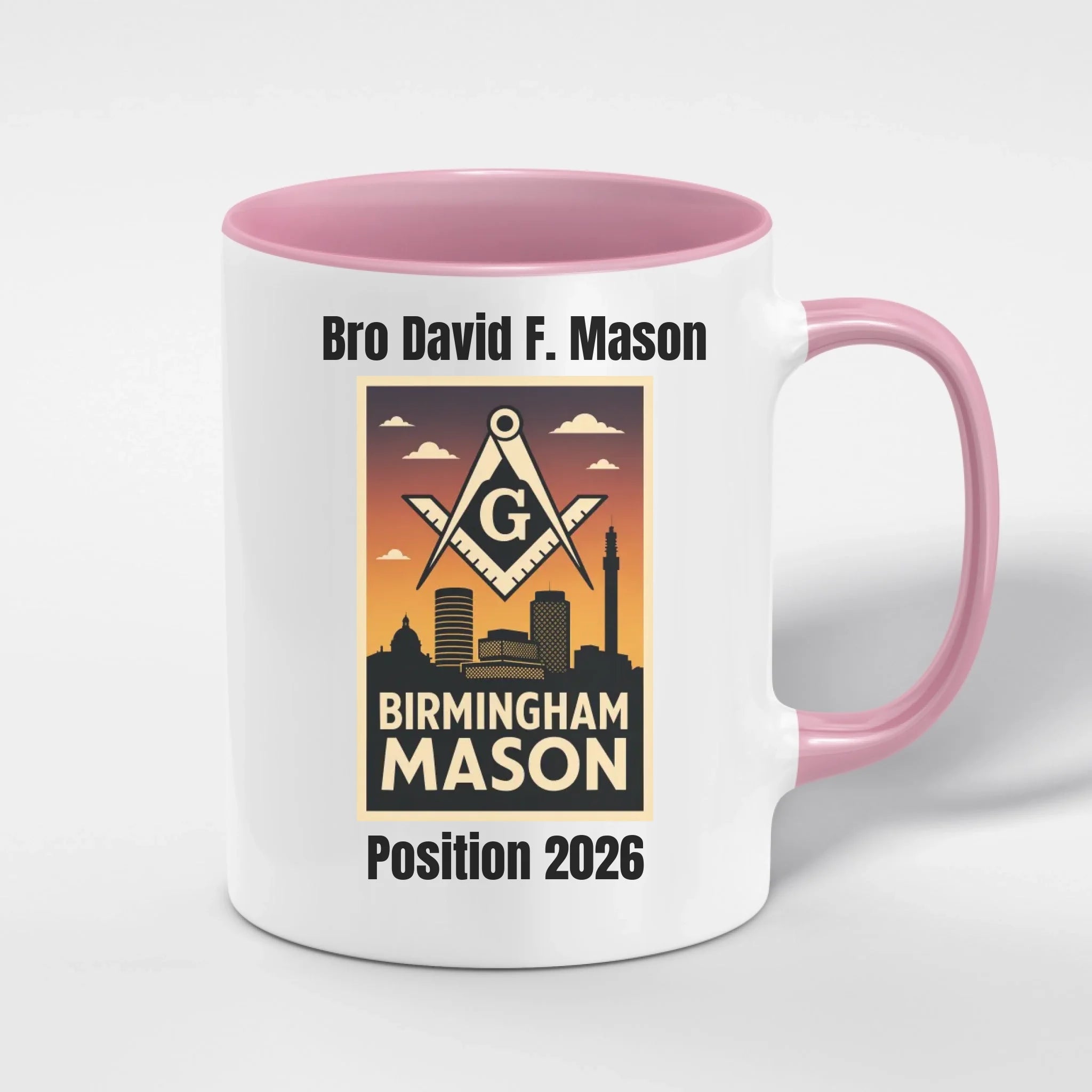 Personalised 11oz Accent Colour Craft Lodge Towns and Cities Freemason Mug – Rank, Lodge Masonic Gift Store