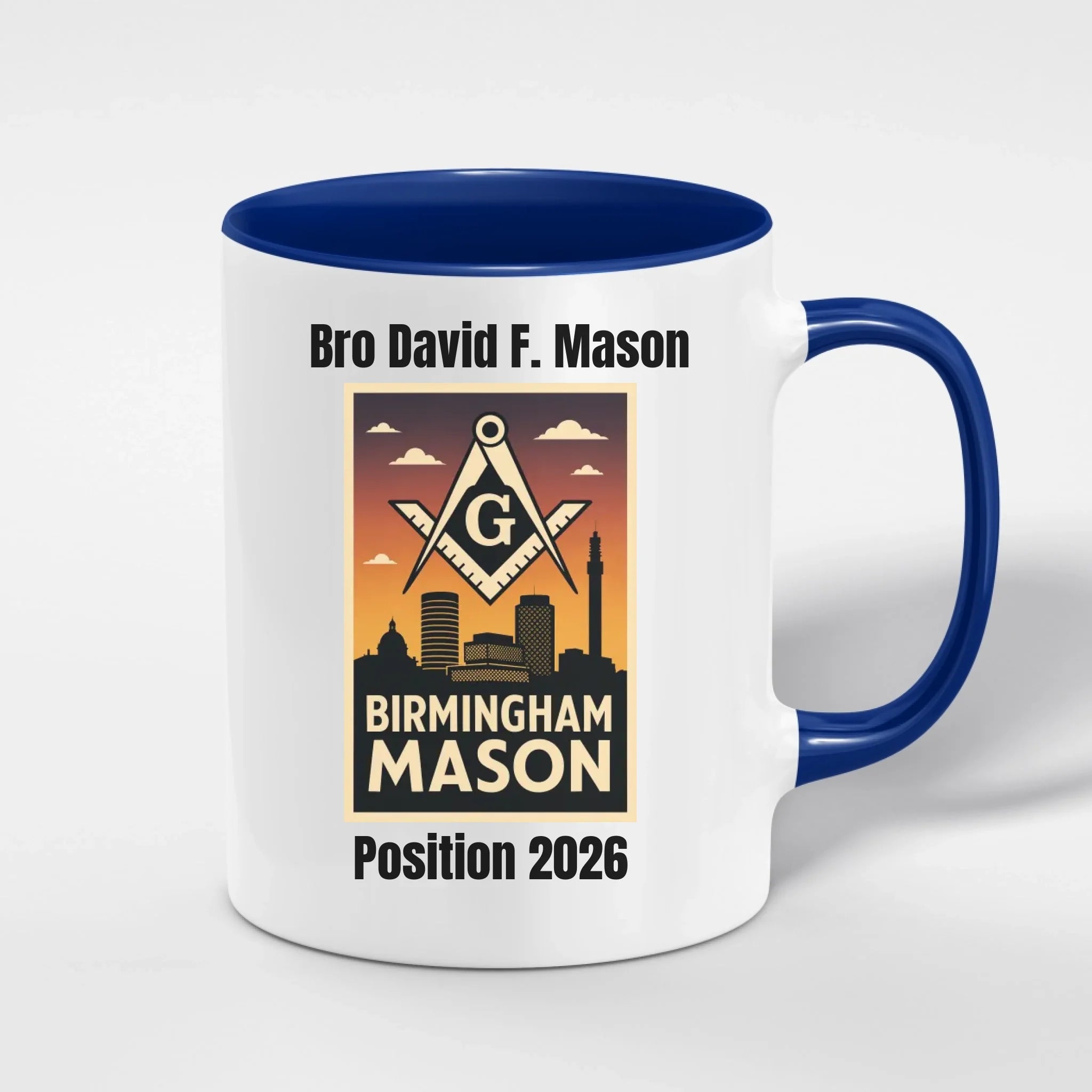 Personalised 11oz Accent Colour Craft Lodge Towns and Cities Freemason Mug – Rank, Lodge Masonic Gift Store