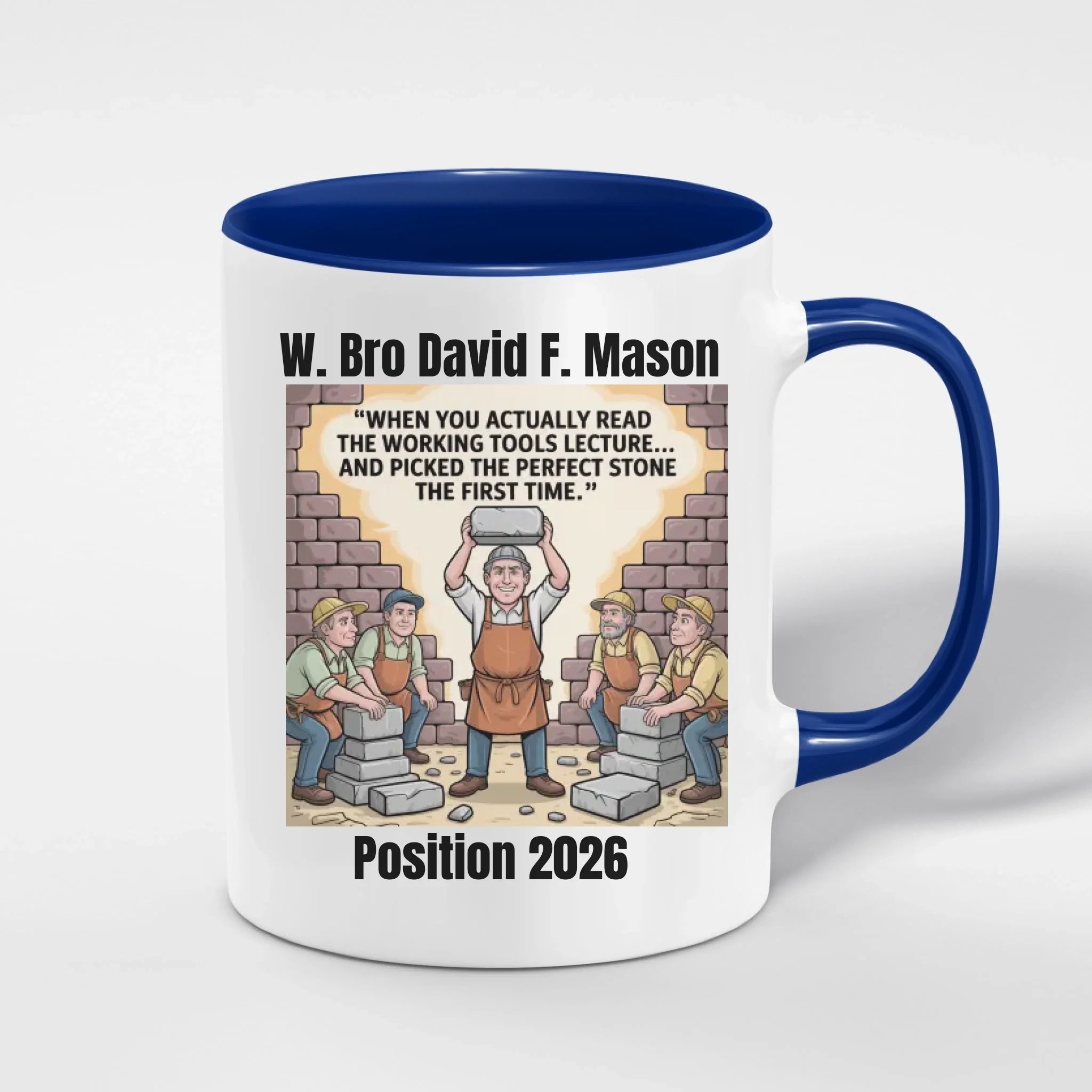 Personalised 11oz Accent Colour Mark Masonry Freemason Mug – Rank, Lodge Masonic Gift Store