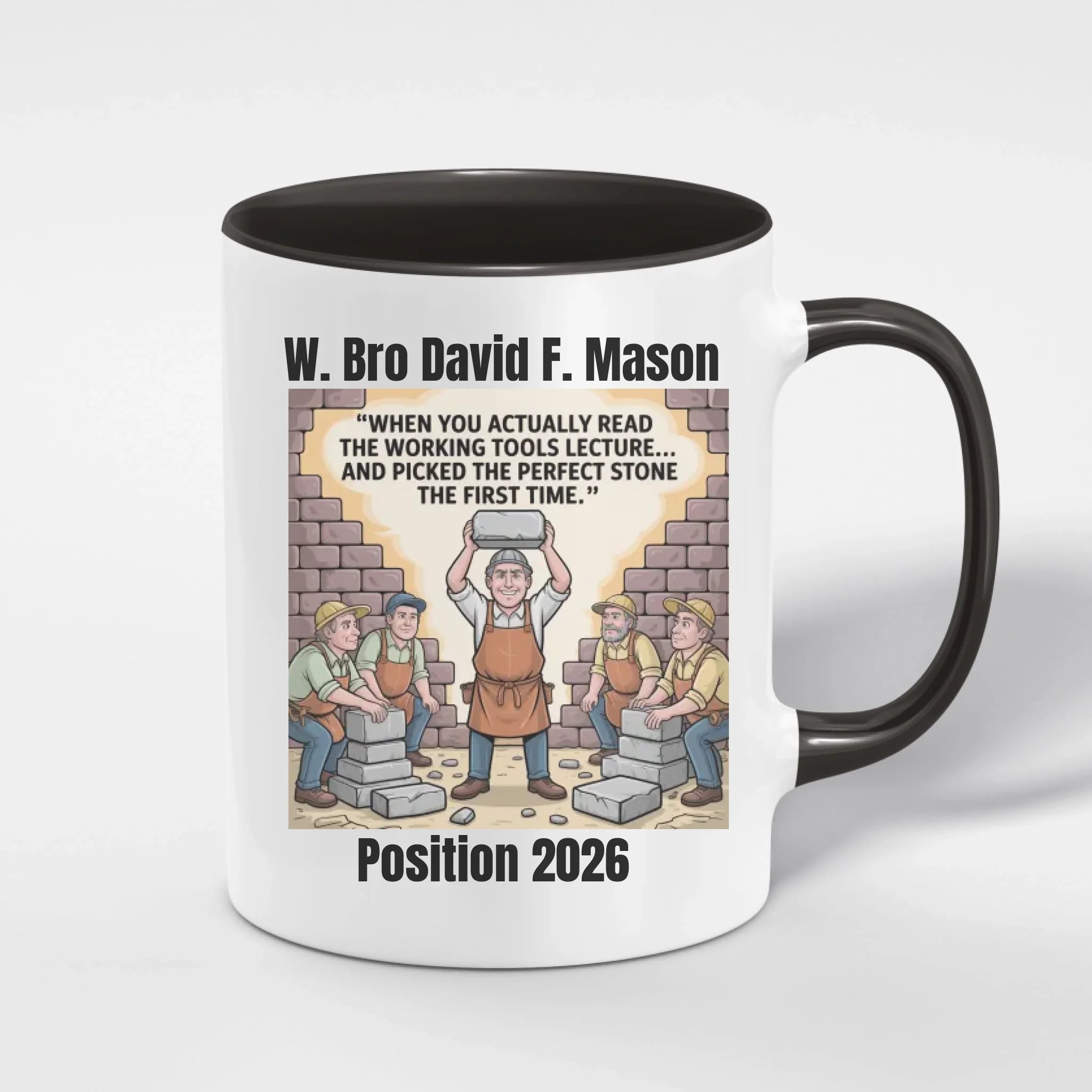 Personalised 11oz Accent Colour Mark Masonry Freemason Mug – Rank, Lodge Masonic Gift Store