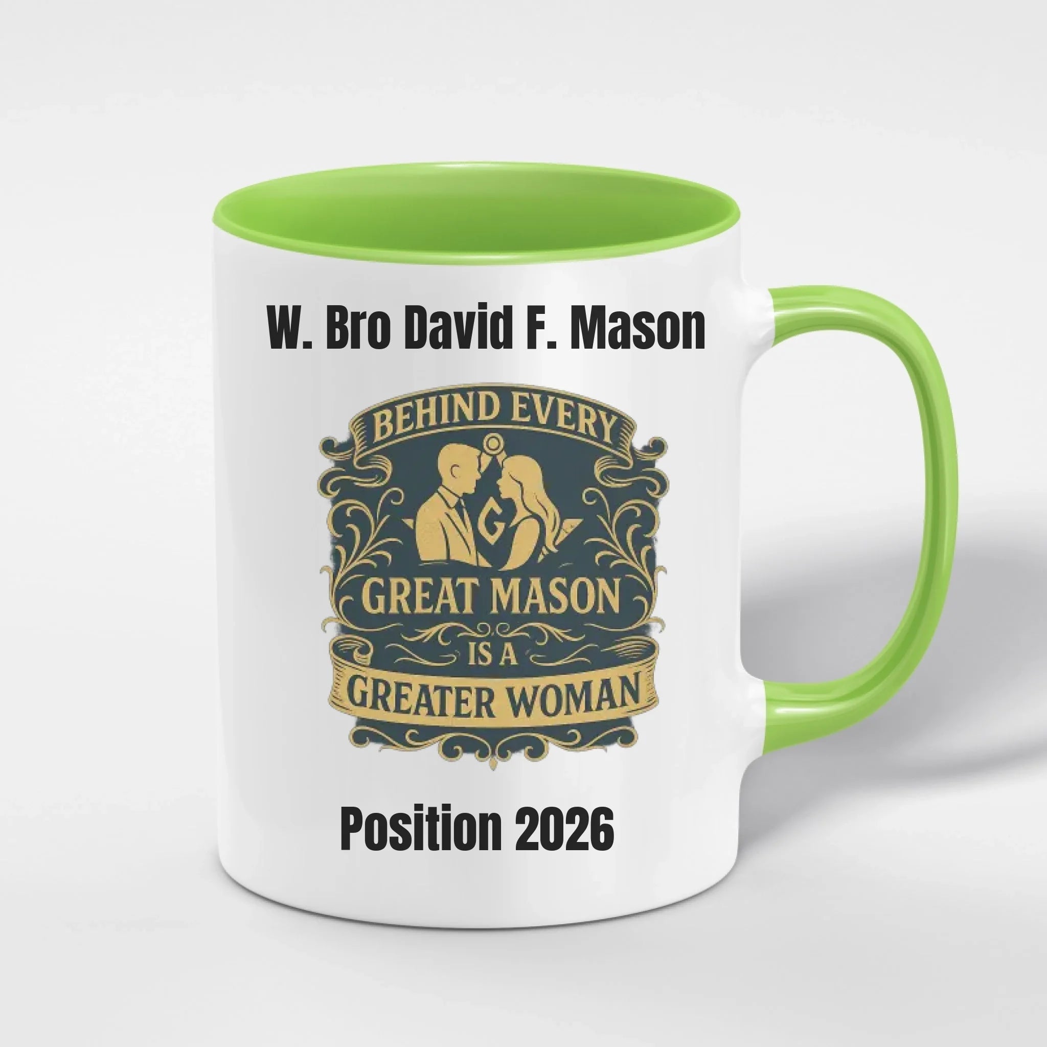 Personalised 11oz Accent Colour Craft Ladies Night Freemason Mug – Rank, Lodge Masonic Gift Store