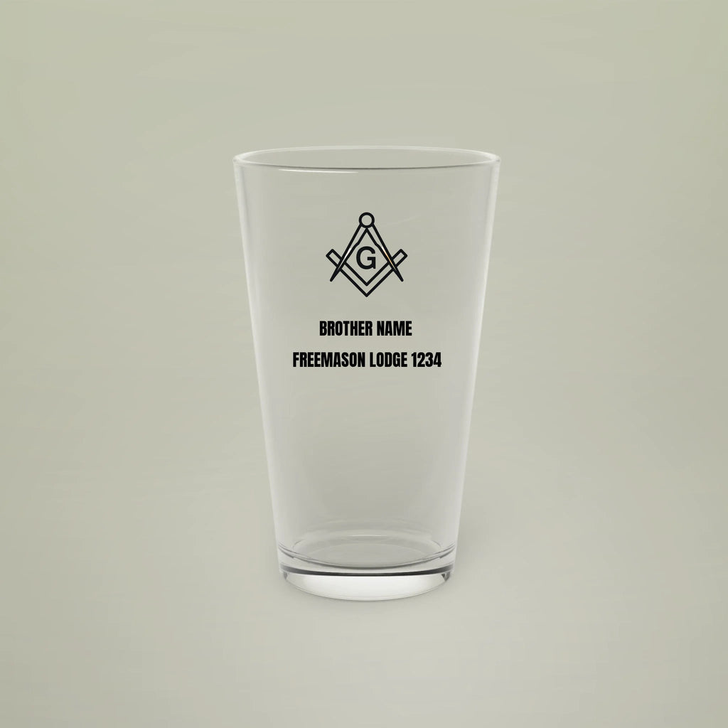 Freemason Personalised Square and Compass Pint Glass 16oz Masonic Gift Store