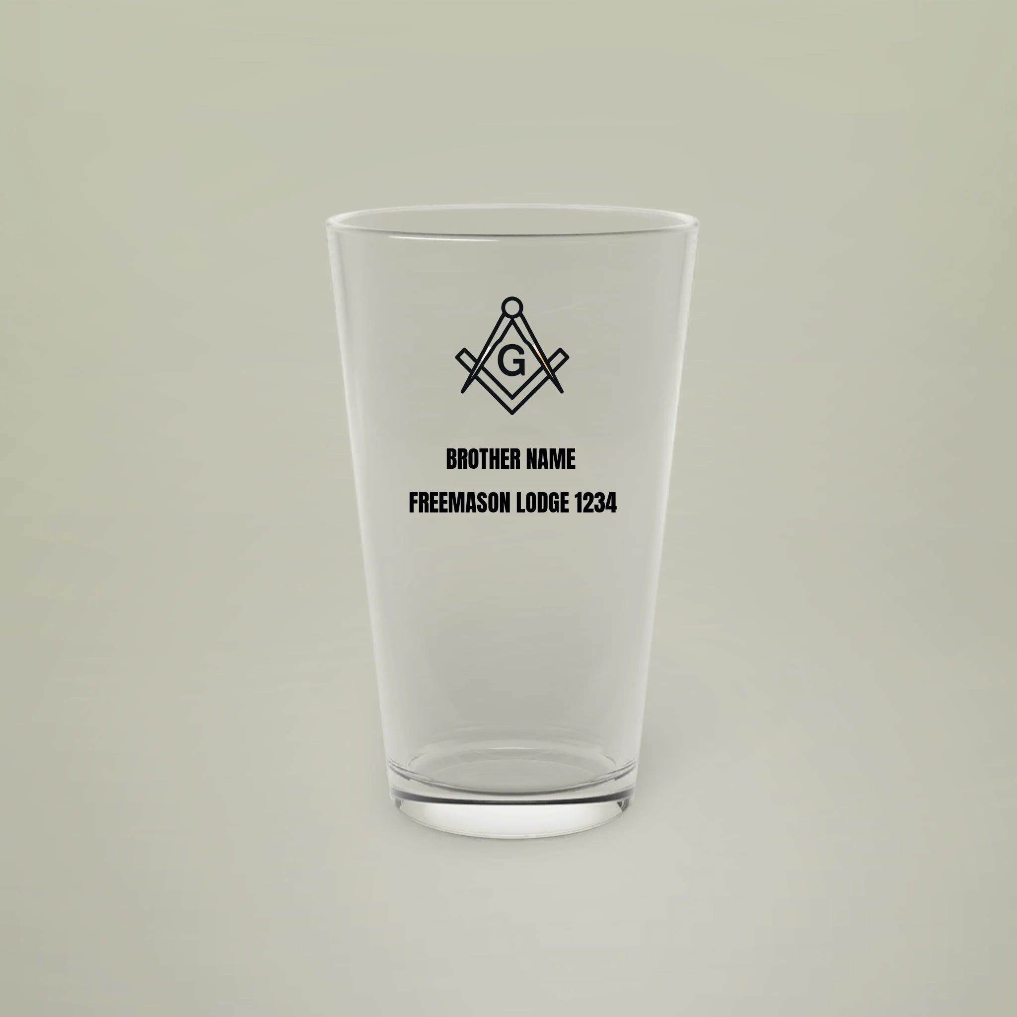 Freemason Personalised Square and Compass Pint Glass 16oz Masonic Gift Store