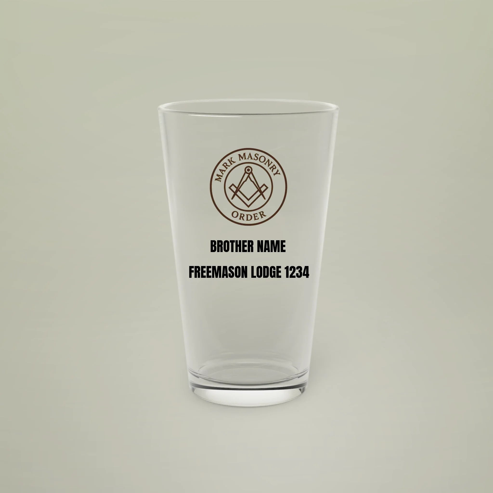 Freemason Personalised Mark Masonry Pint Glass 16oz Masonic Gift Store