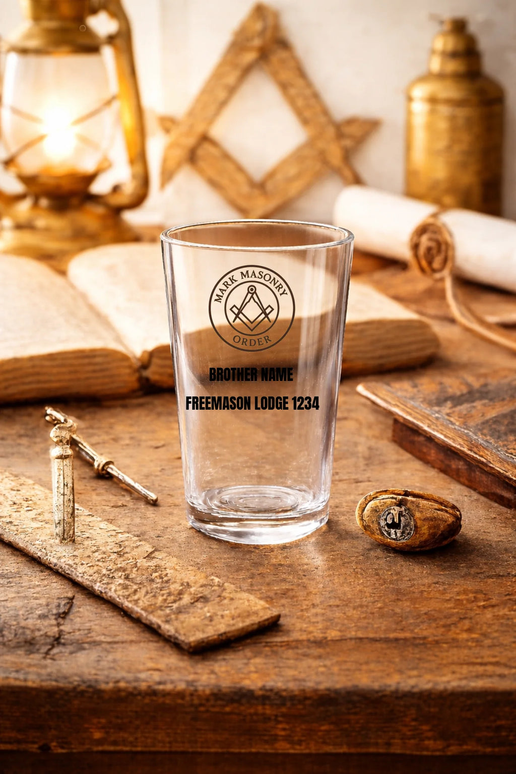 pint glass 16oz mockup light