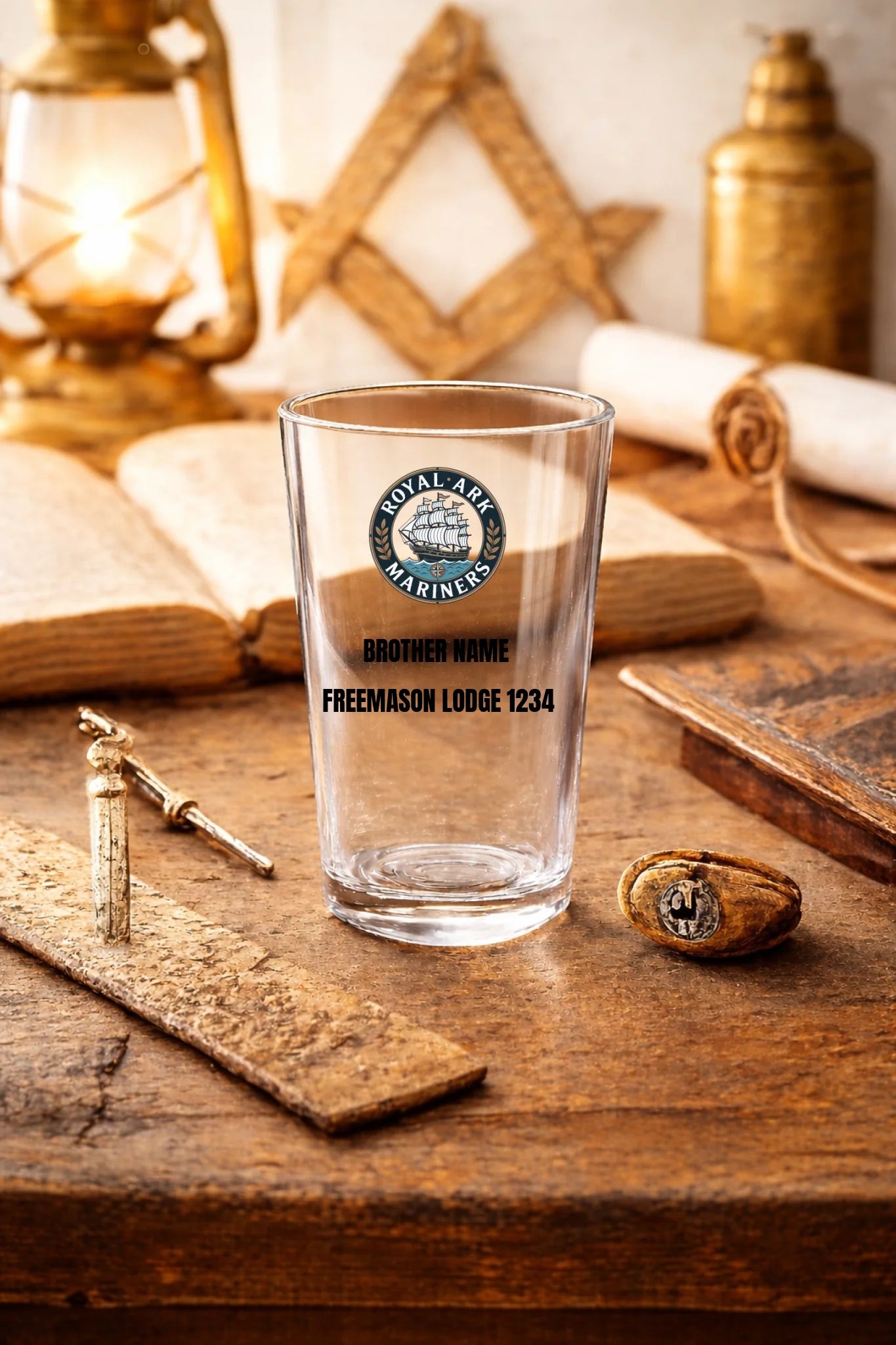 pint glass 16oz mockup light