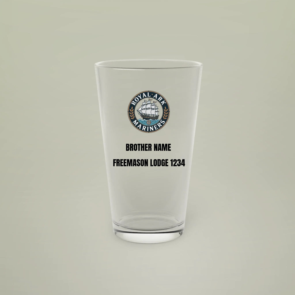 Freemason Personalised Royal Ark Mariners Pint Glass 16oz Masonic Gift Store