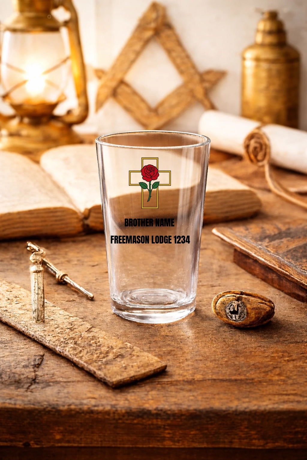 pint glass 16oz mockup light