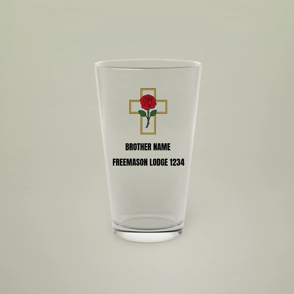 Freemason Personalised Rose Croix Pint Glass 16oz Masonic Gift Store