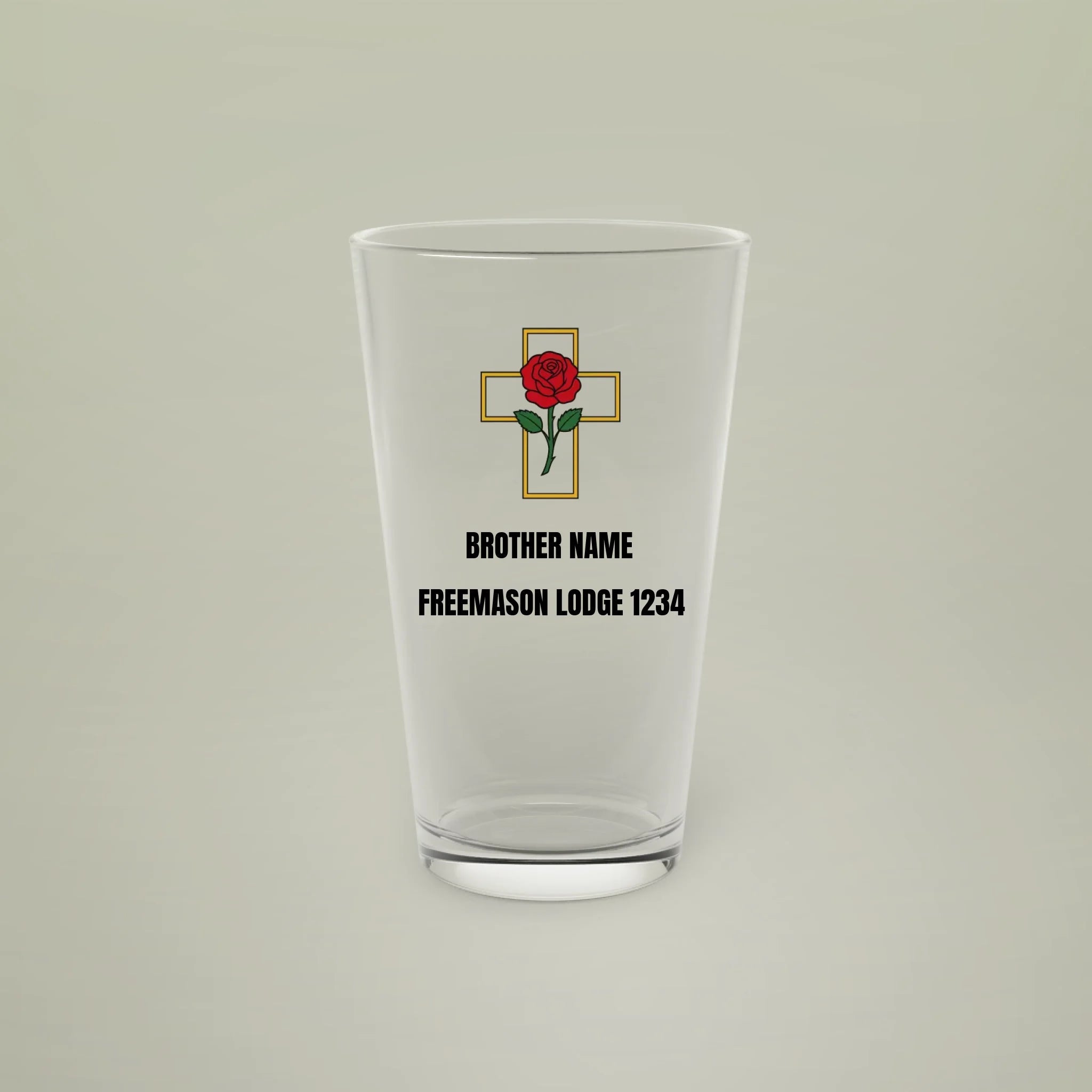 Freemason Personalised Rose Croix Pint Glass 16oz Masonic Gift Store