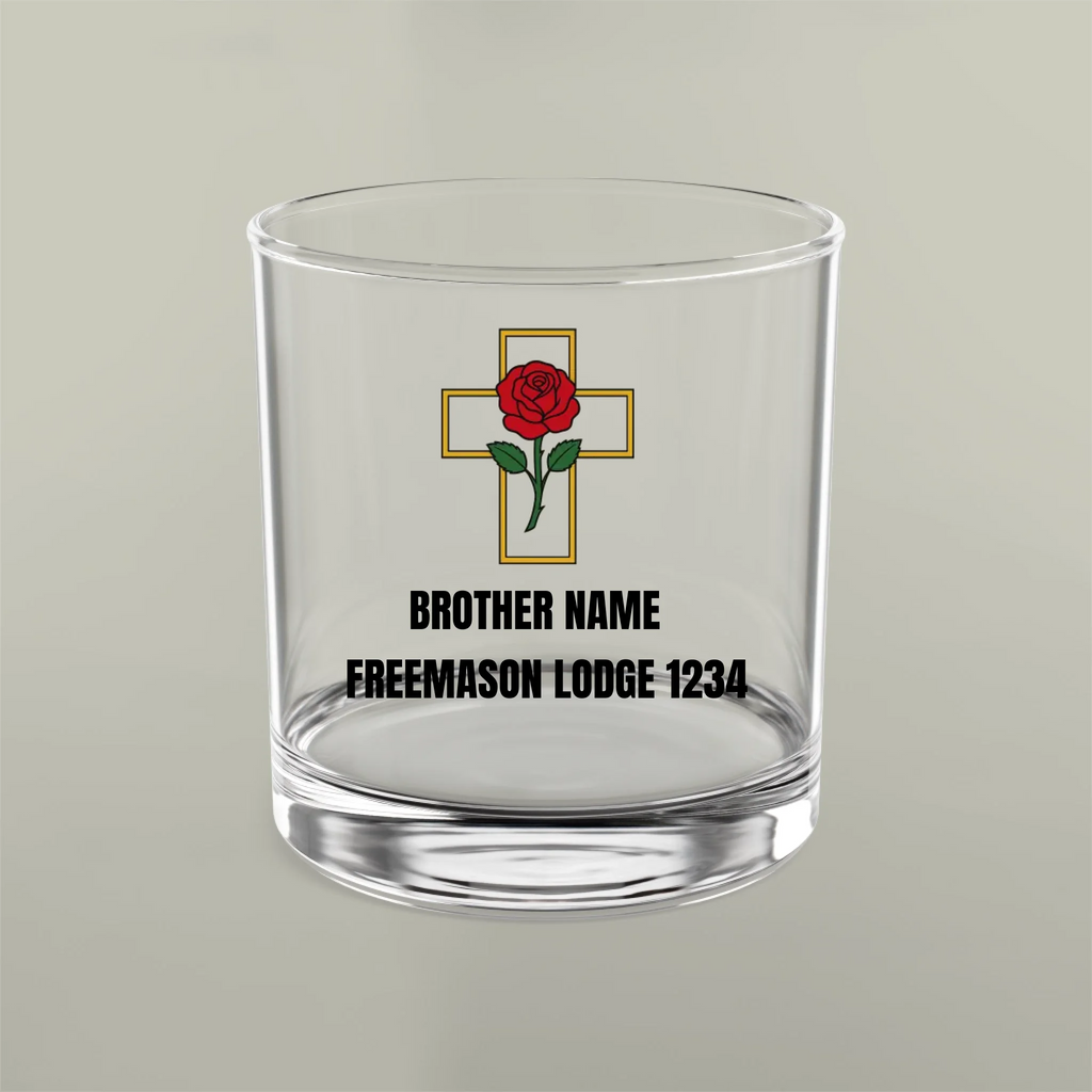Freemason Personalised Rose Croix 10oz Rocks Glass Masonic Gift Store