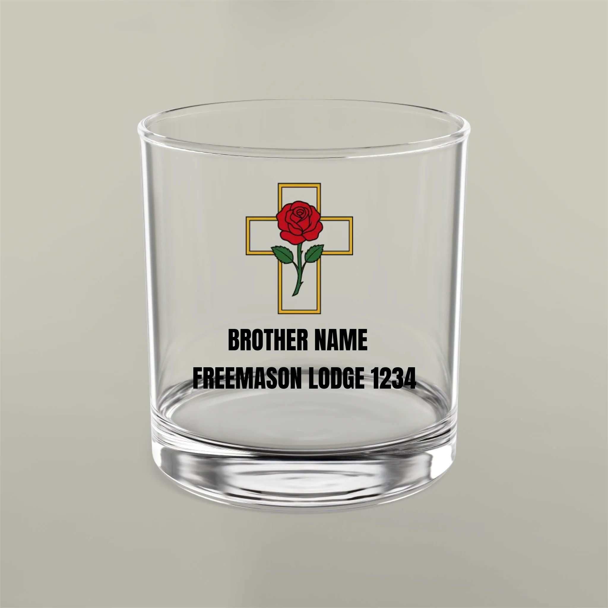 Freemason Personalised Rose Croix 10oz Rocks Glass Masonic Gift Store