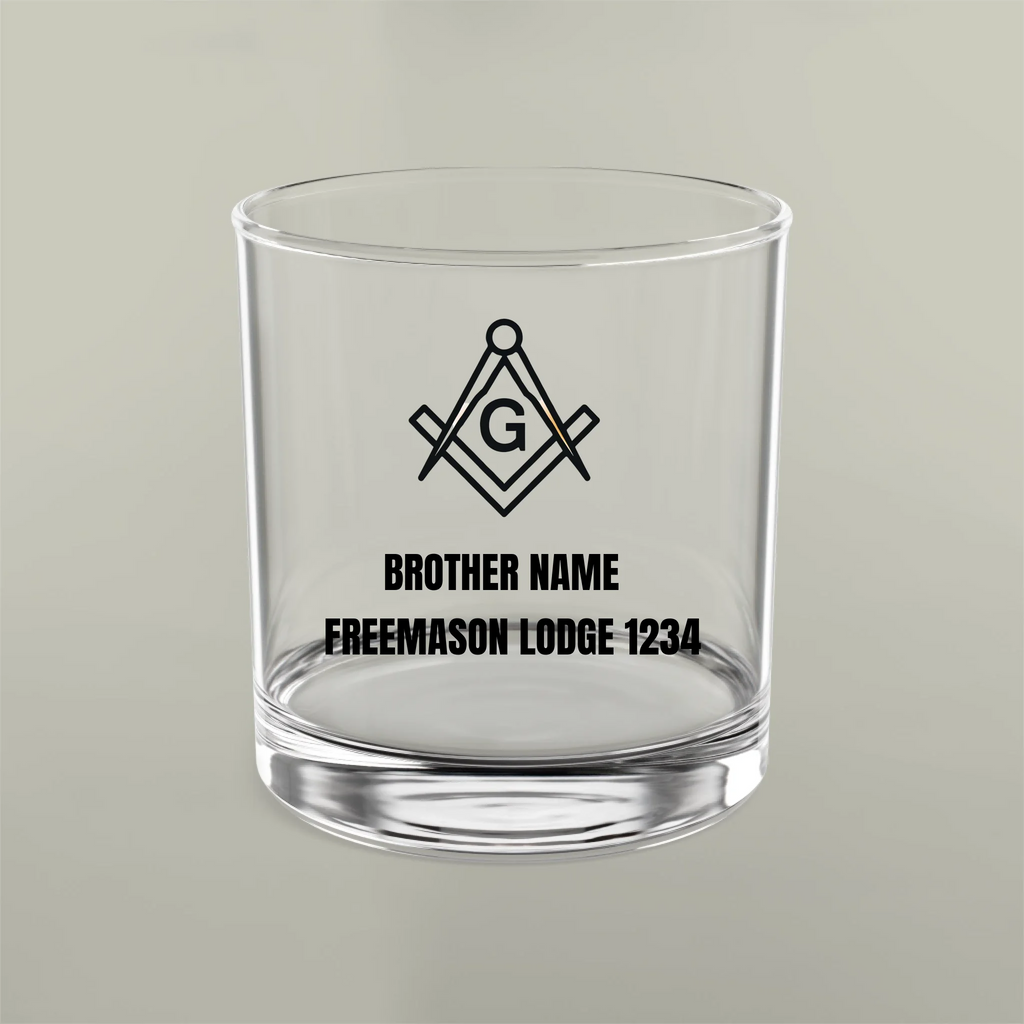 Freemason Personalised Craft Lodge 10oz Rocks Glass Masonic Gift Store