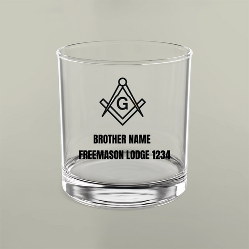 Freemason Personalised Craft Lodge 10oz Rocks Glass Masonic Gift Store