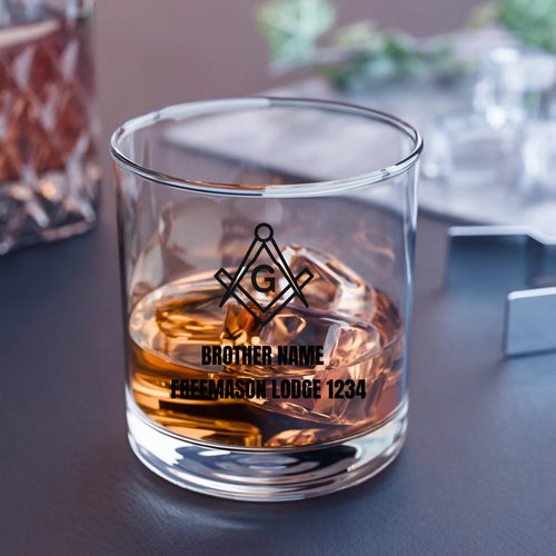 Freemason Personalised Craft Lodge 10oz Rocks Glass Masonic Gift Store