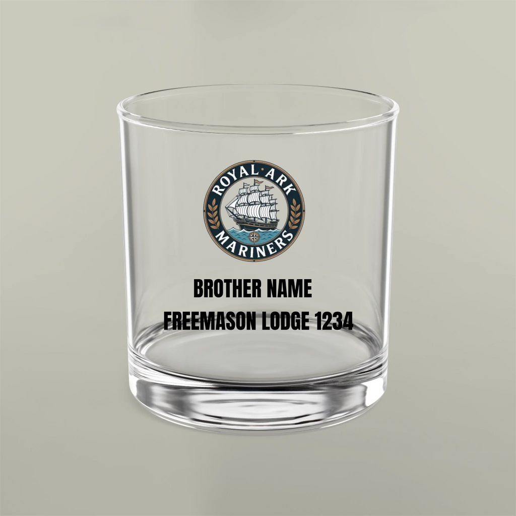 Freemason Personalised Royal Ark Mariners 10oz Rocks Glass Masonic Gift Store
