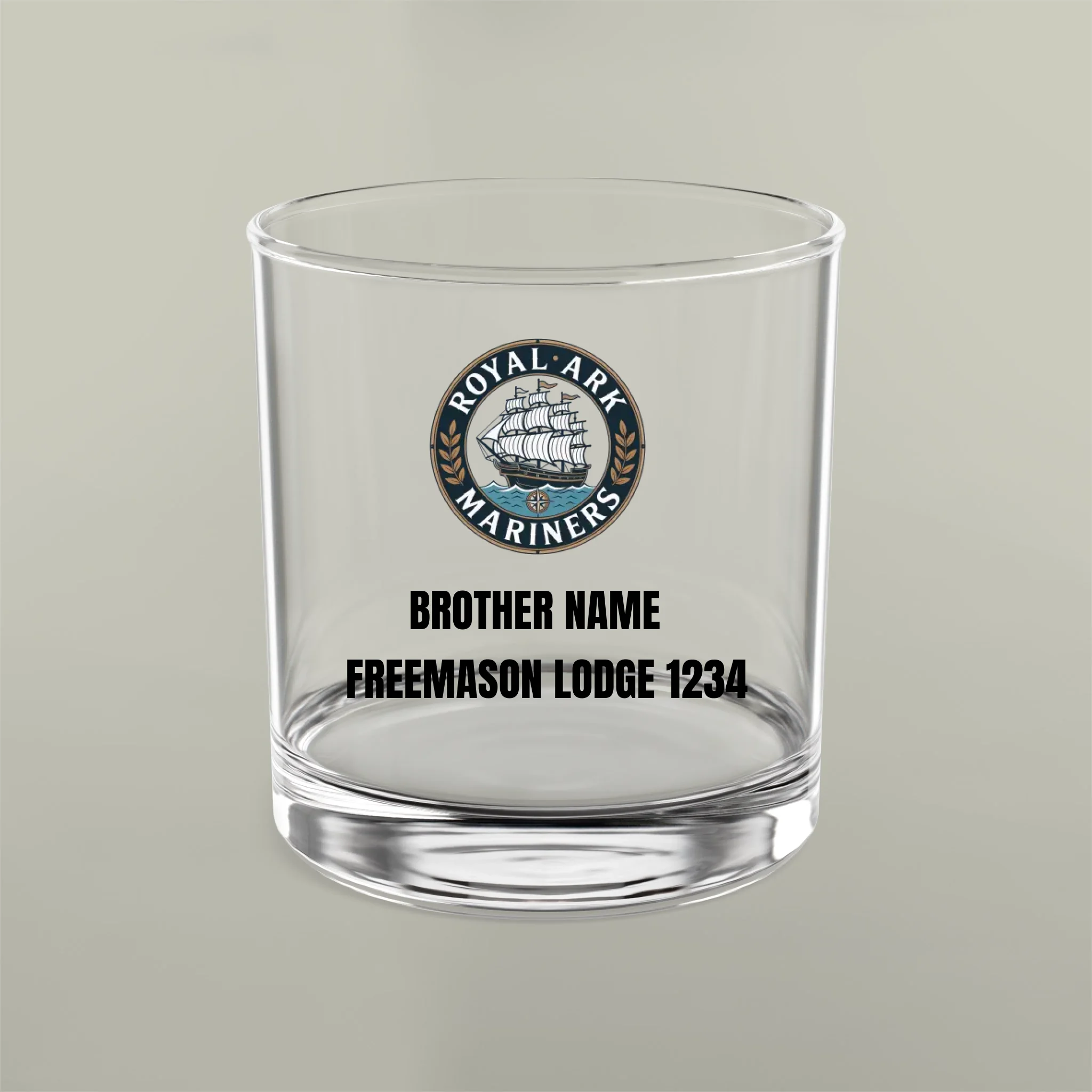 Freemason Personalised Royal Ark Mariners 10oz Rocks Glass Masonic Gift Store